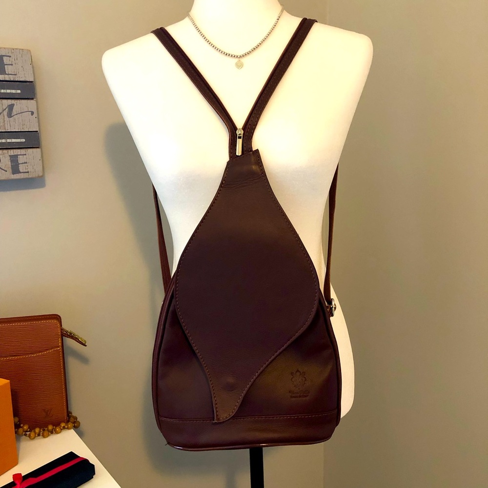 Vera Pelle Black and Brown Leather Backpack